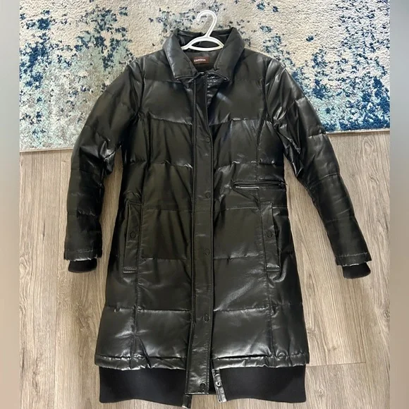 Leather down coat sale